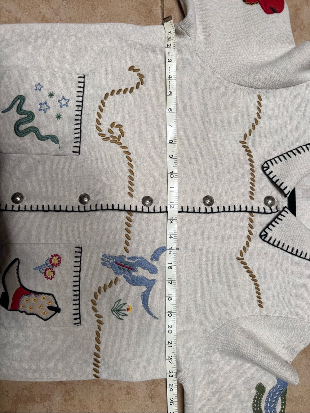 Pendleton Cream Embroidered Western Wool Sweater - Picture 12 of 16